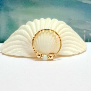 Two White Opal Helix Cartlidge Earrings